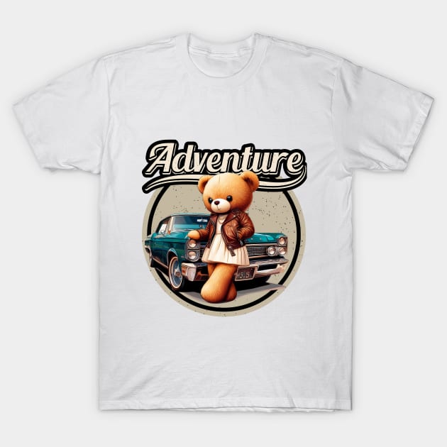 retro adventure car teddy bear T-Shirt by IA.PICTURE